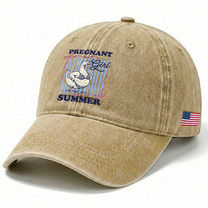 Pregnant Girl Summer Washed Cotton Baseball Cap Striped Coquette Summer Goose Beach Pregnancy Announcement TS10 Print Your Wear