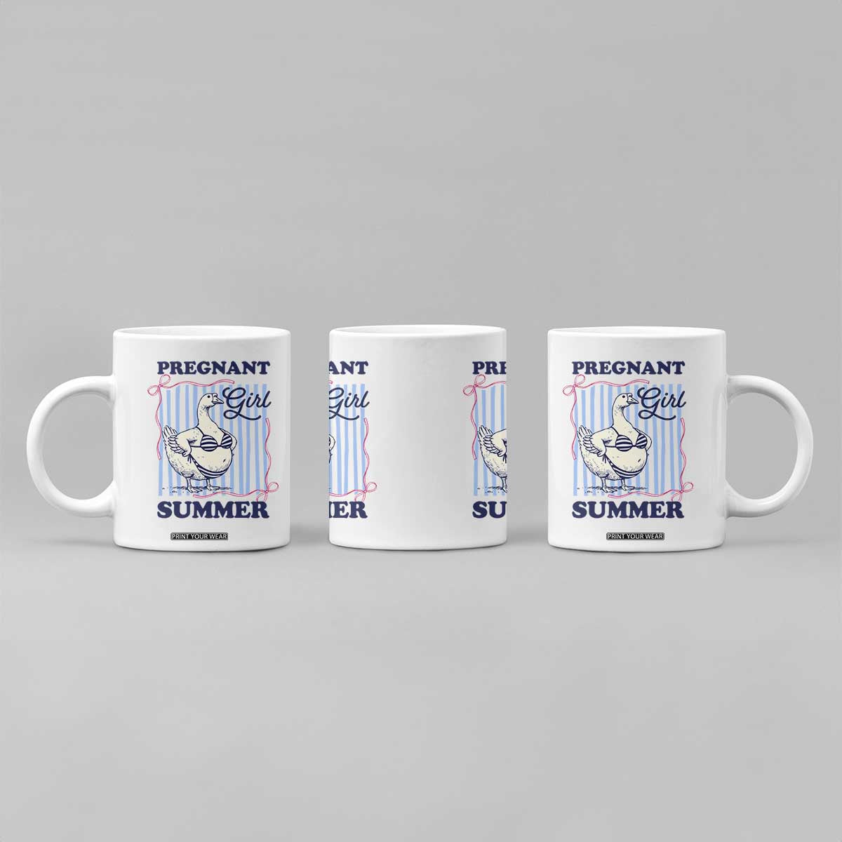 Pregnant Girl Summer Coffee Mug Striped Coquette Summer Goose Beach Pregnancy Announcement TS10 Print Your Wear