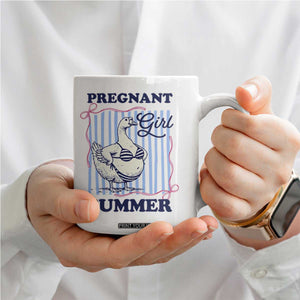Pregnant Girl Summer Coffee Mug Striped Coquette Summer Goose Beach Pregnancy Announcement TS10 Print Your Wear