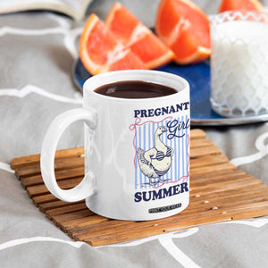 Pregnant Girl Summer Coffee Mug Striped Coquette Summer Goose Beach Pregnancy Announcement TS10 Print Your Wear