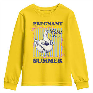 Pregnant Girl Summer Youth Sweatshirt Striped Coquette Summer Goose Beach Pregnancy Announcement