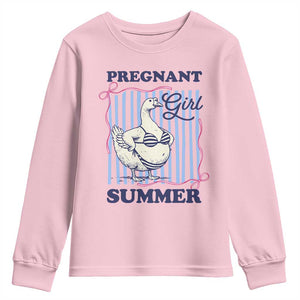 Pregnant Girl Summer Youth Sweatshirt Striped Coquette Summer Goose Beach Pregnancy Announcement
