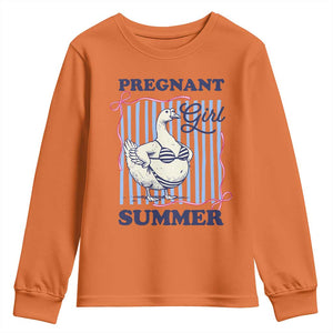 Pregnant Girl Summer Youth Sweatshirt Striped Coquette Summer Goose Beach Pregnancy Announcement