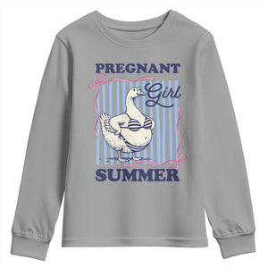 Pregnant Girl Summer Youth Sweatshirt Striped Coquette Summer Goose Beach Pregnancy Announcement