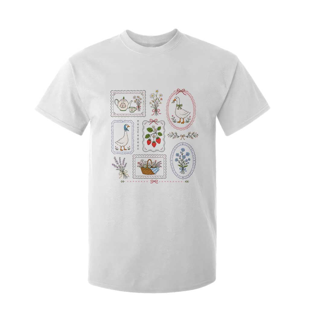 Cottagecore Goose T Shirt For Kid Strawberry Gardening Summer Spring TS10 White Print Your Wear
