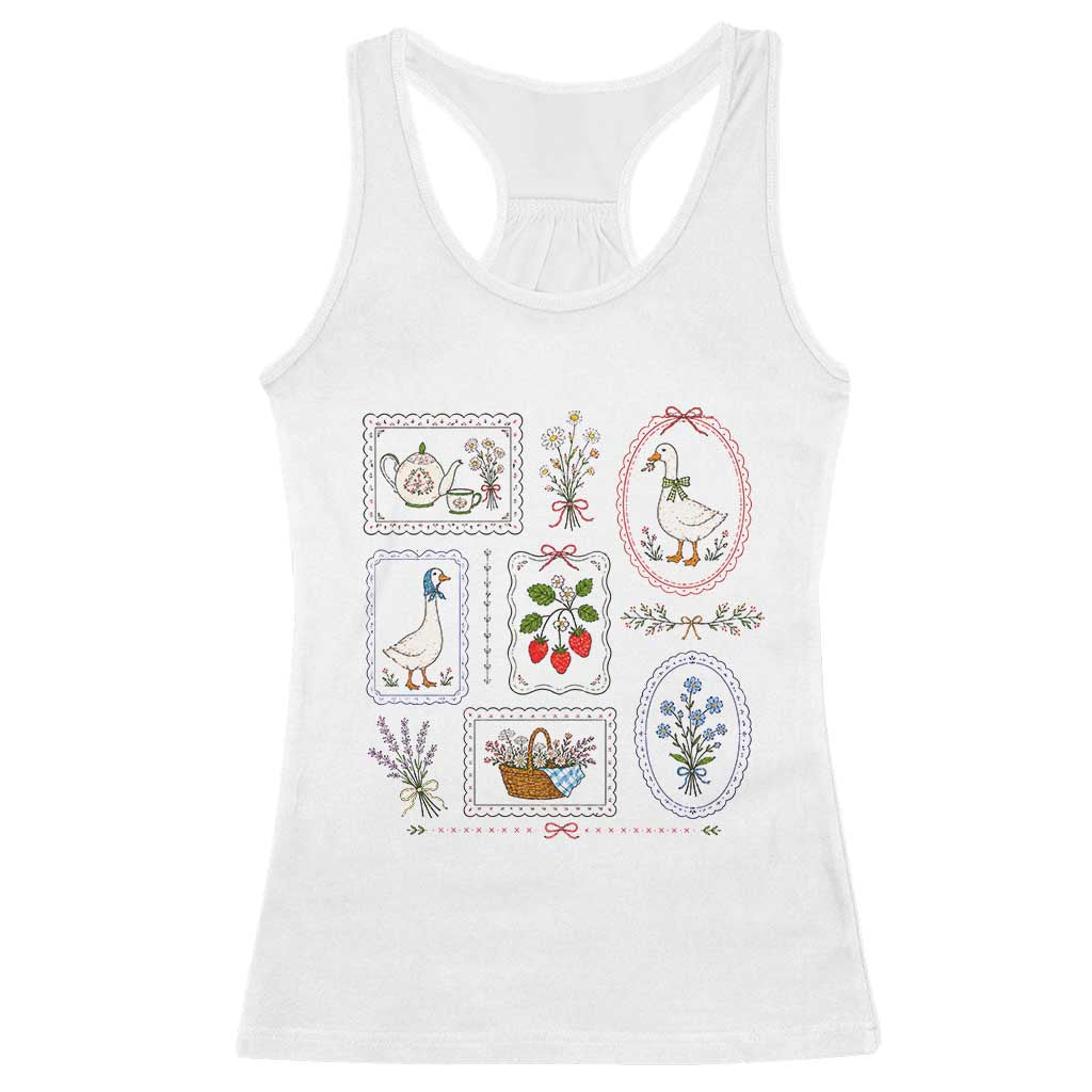 Cottagecore Goose Racerback Tank Top Strawberry Gardening Summer Spring TS10 White Print Your Wear
