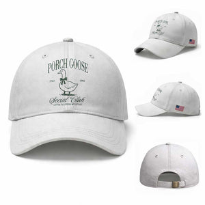 Porch Goose Baseball Cap Cute Garden Club Vibes Moms Grandmas TS10 Baseball Cap Universal Fit White Print Your Wear