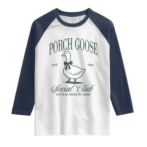 Porch Goose Raglan Shirt Cute Garden Club Vibes Moms Grandmas TS10 White Navy Print Your Wear