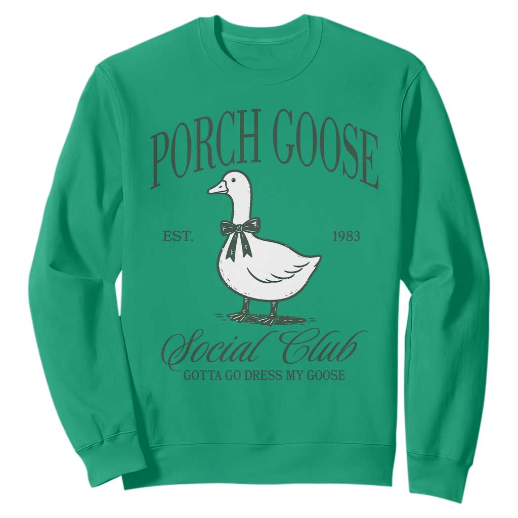 Porch Goose Sweatshirt Cute Garden Club Vibes Moms Grandmas TS10 Irish Green Print Your Wear