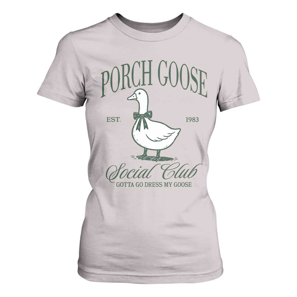 Porch Goose T Shirt For Women Cute Garden Club Vibes Moms Grandmas TS10 Ice Gray Print Your Wear