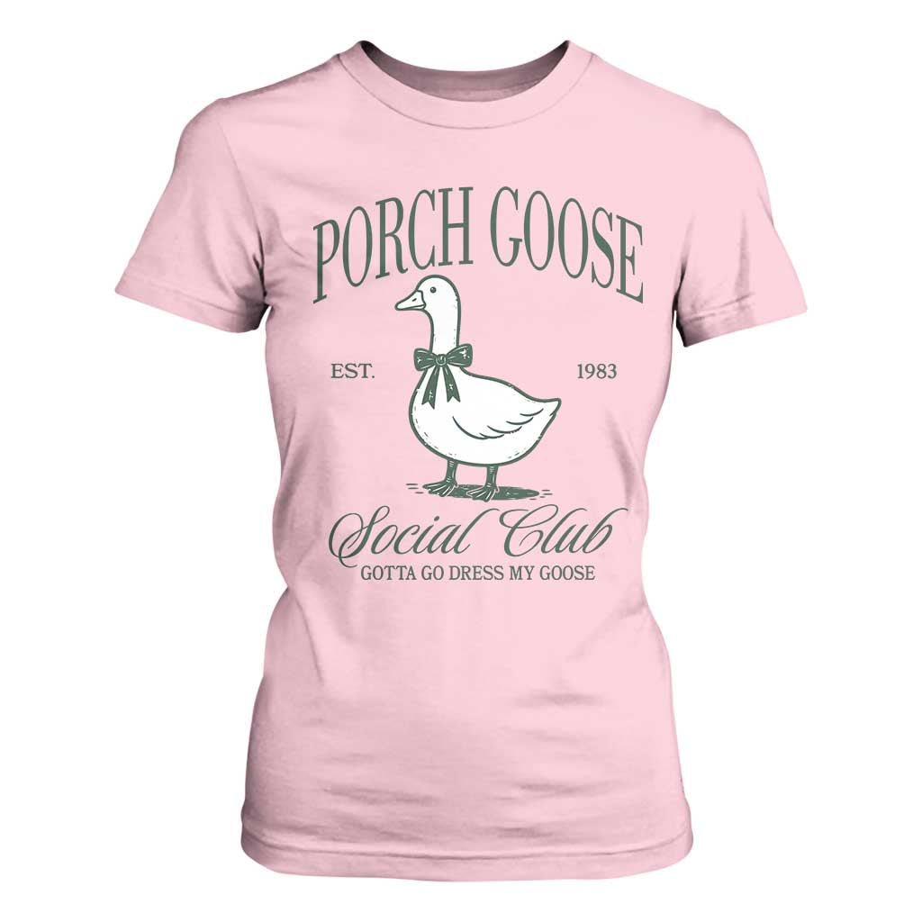 Porch Goose T Shirt For Women Cute Garden Club Vibes Moms Grandmas TS10 Light Pink Print Your Wear