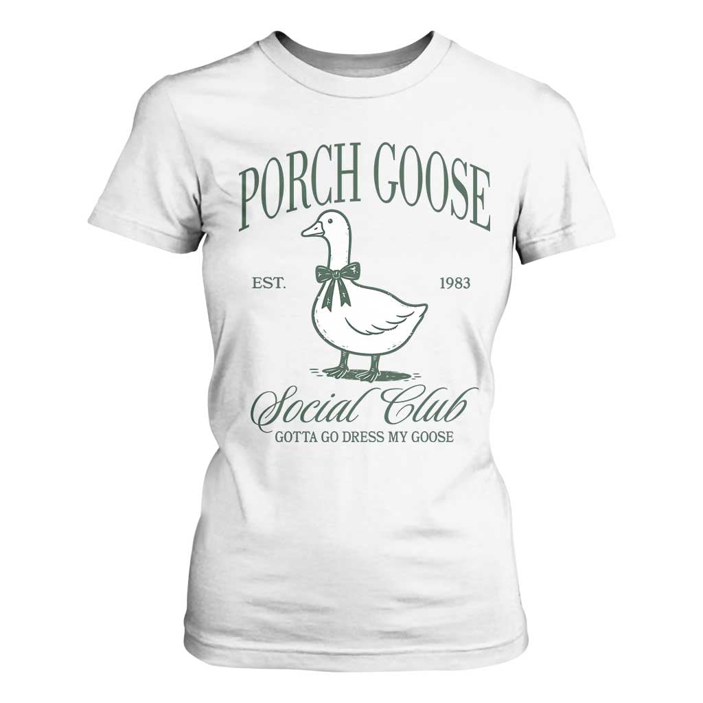 Porch Goose T Shirt For Women Cute Garden Club Vibes Moms Grandmas TS10 White Print Your Wear