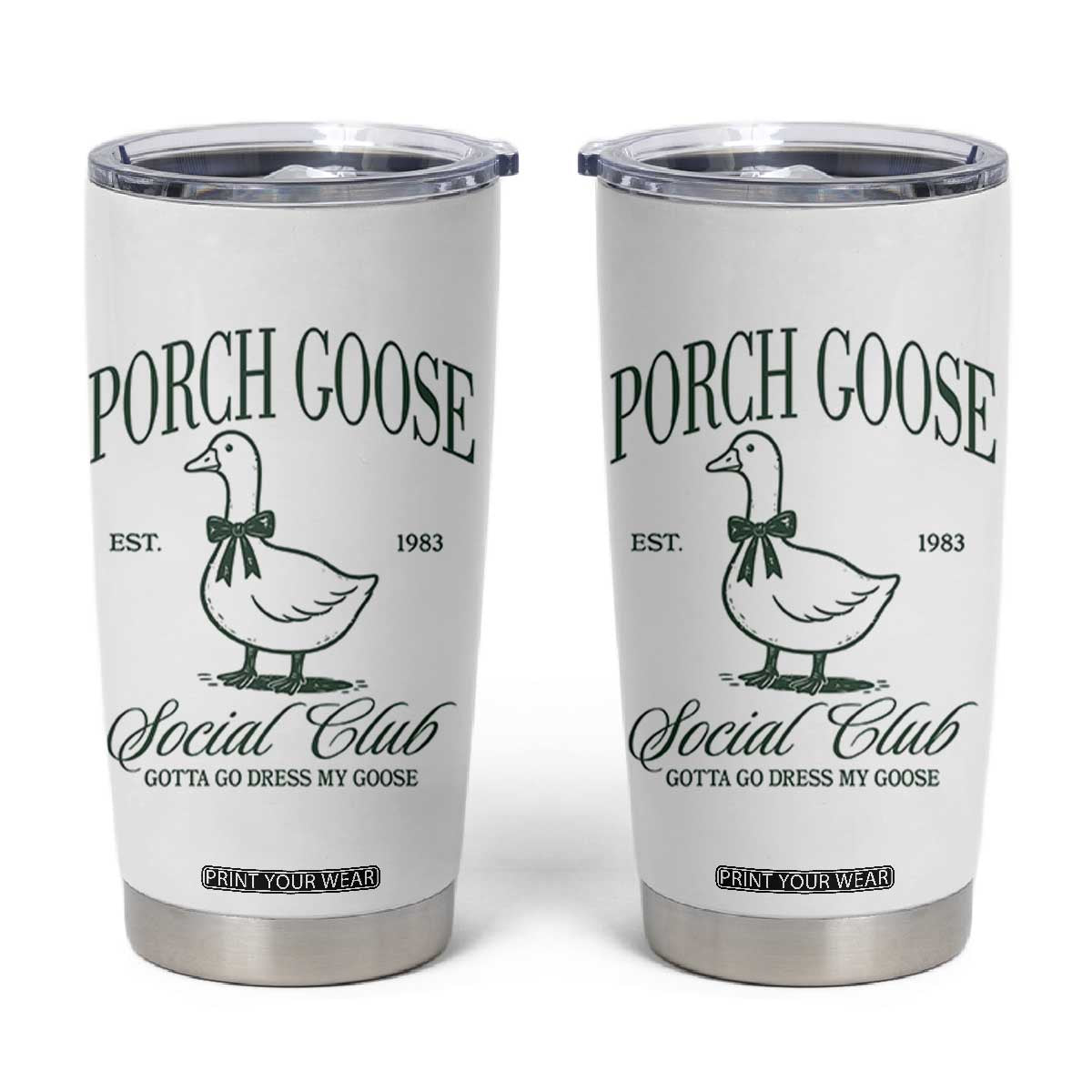 Porch Goose Tumbler Cup Cute Garden Club Vibes Moms Grandmas TS10 White Print Your Wear