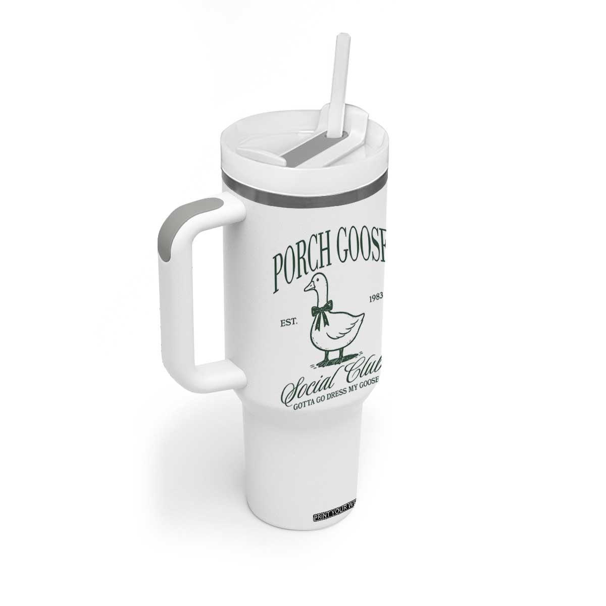Porch Goose Tumbler With Handle Cute Garden Club Vibes Moms Grandmas TS10 Print Your Wear