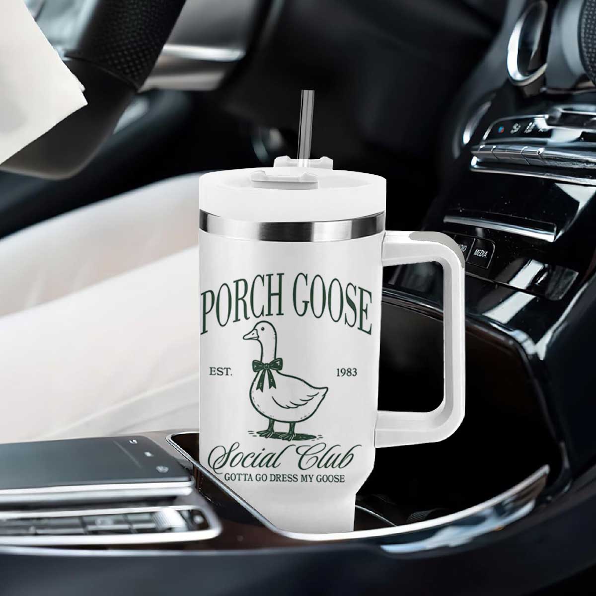 Porch Goose Tumbler With Handle Cute Garden Club Vibes Moms Grandmas TS10 Print Your Wear