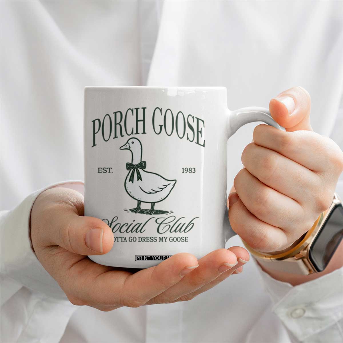 Porch Goose Coffee Mug Cute Garden Club Vibes Moms Grandmas TS10 Print Your Wear