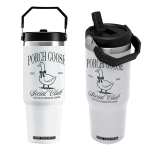 Porch Goose Flip Straw Tumbler Cute Garden Club Vibes Moms Grandmas TS10 One Size: 30 oz White Print Your Wear