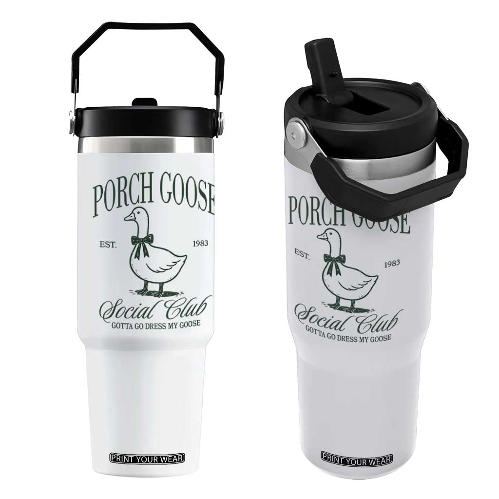 Porch Goose Flip Straw Tumbler Cute Garden Club Vibes Moms Grandmas TS10 One Size: 30 oz White Print Your Wear