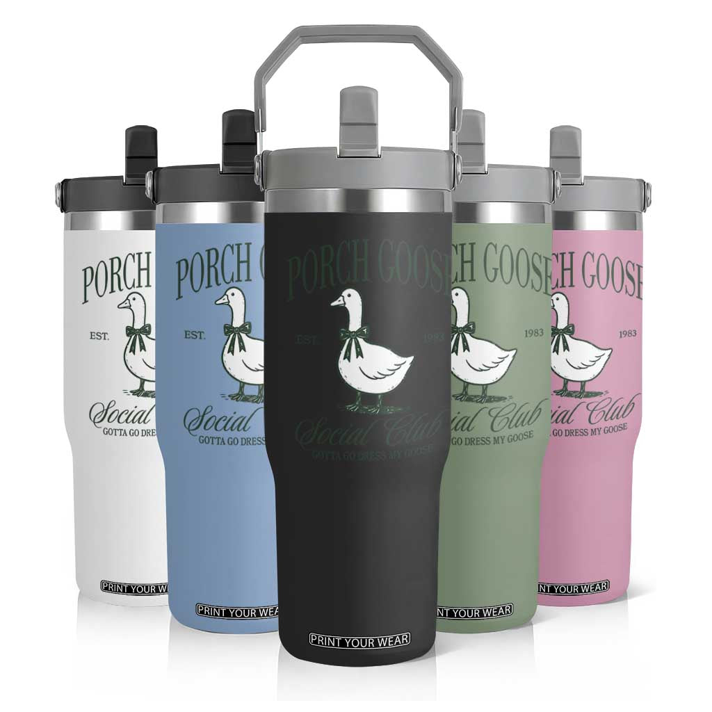Porch Goose Flip Straw Tumbler Cute Garden Club Vibes Moms Grandmas TS10 Print Your Wear