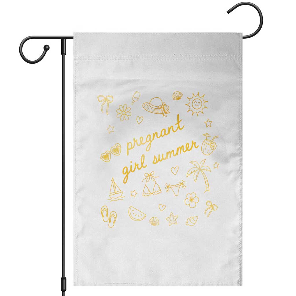 Pregnant Girl Summer Garden Flag Cute Beach Summer Pregnancy Announcement Baby Shower TS10 White Print Your Wear