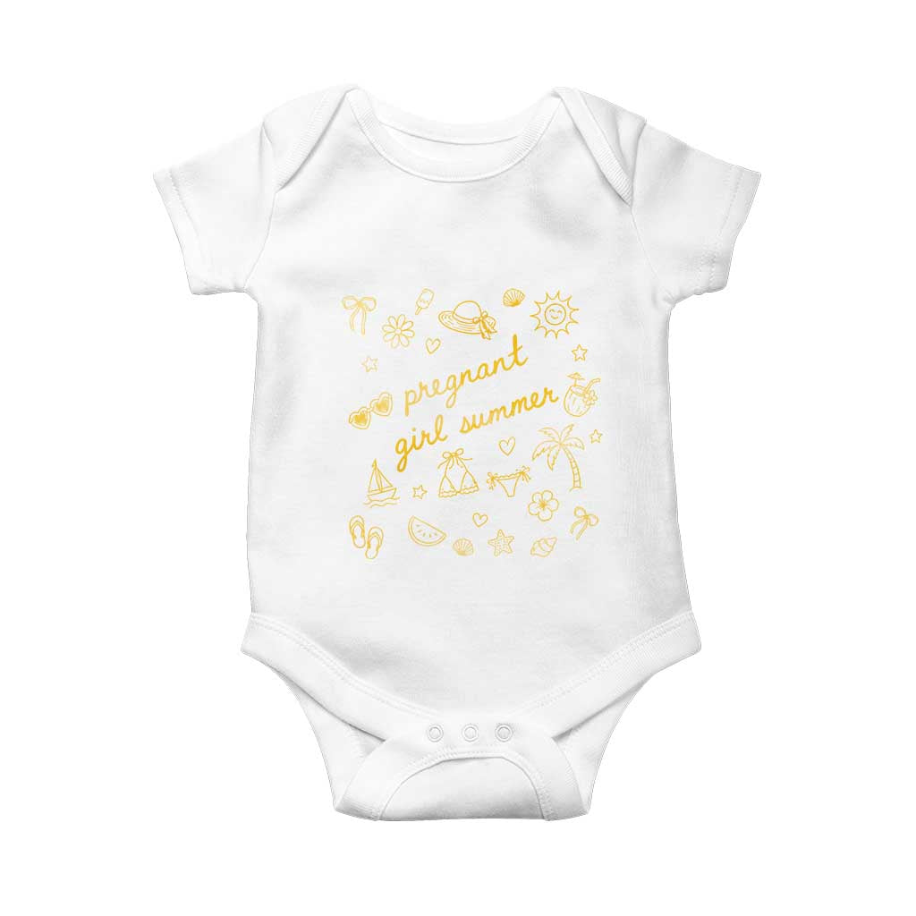 Pregnant Girl Summer Baby Onesie Cute Beach Summer Pregnancy Announcement Baby Shower