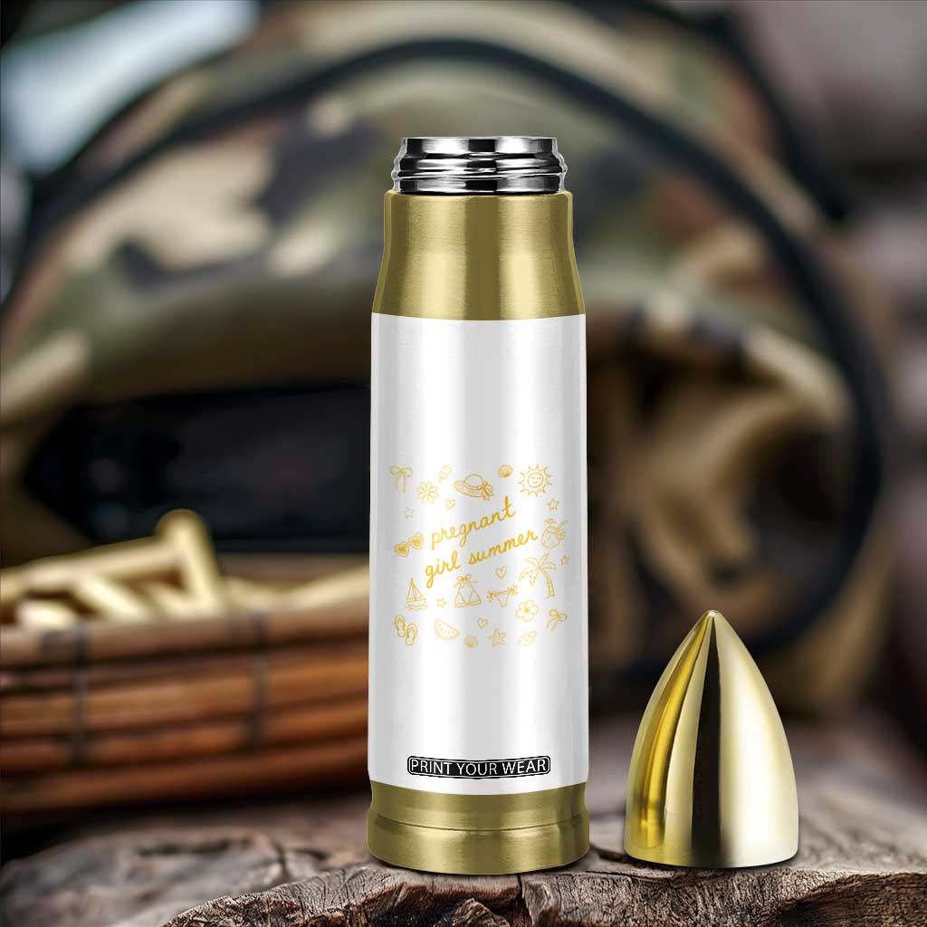Pregnant Girl Summer Bullet Tumbler Cute Beach Summer Pregnancy Announcement Baby Shower
