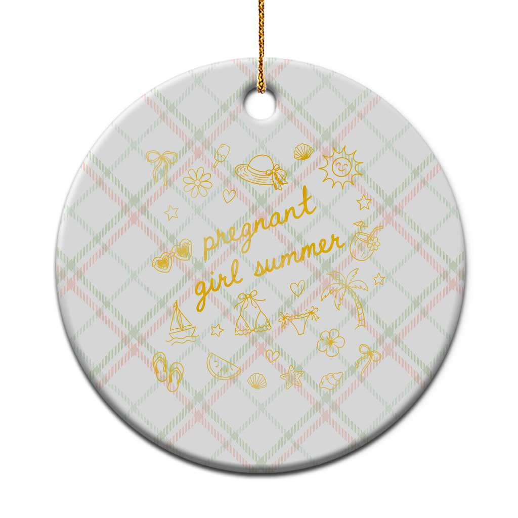 Pregnant Girl Summer Ceramic Ornament Cute Beach Summer Pregnancy Announcement Baby Shower