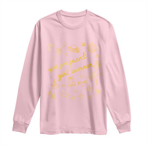 Pregnant Girl Summer Long Sleeve Shirt Cute Beach Summer Pregnancy Announcement Baby Shower