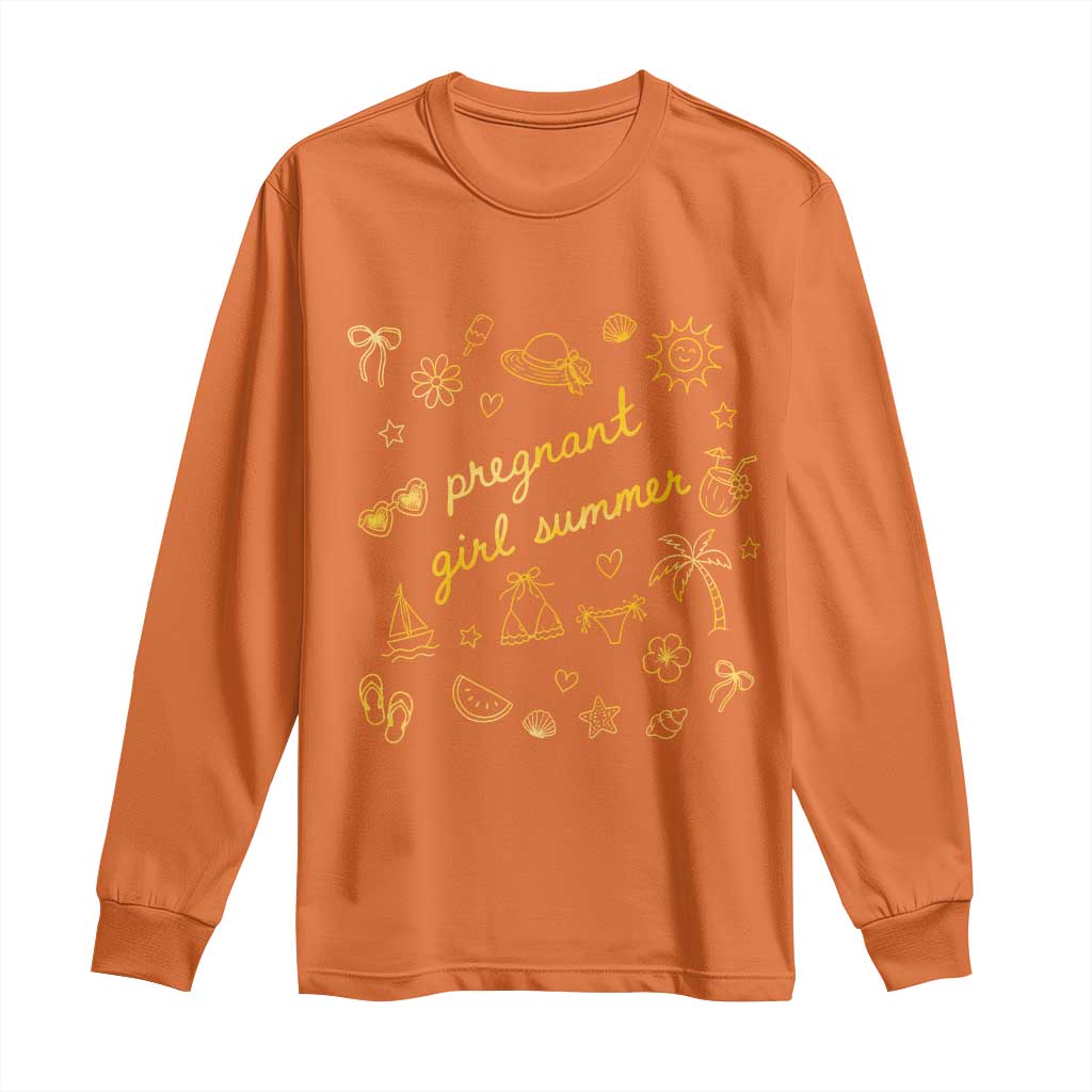 Pregnant Girl Summer Long Sleeve Shirt Cute Beach Summer Pregnancy Announcement Baby Shower