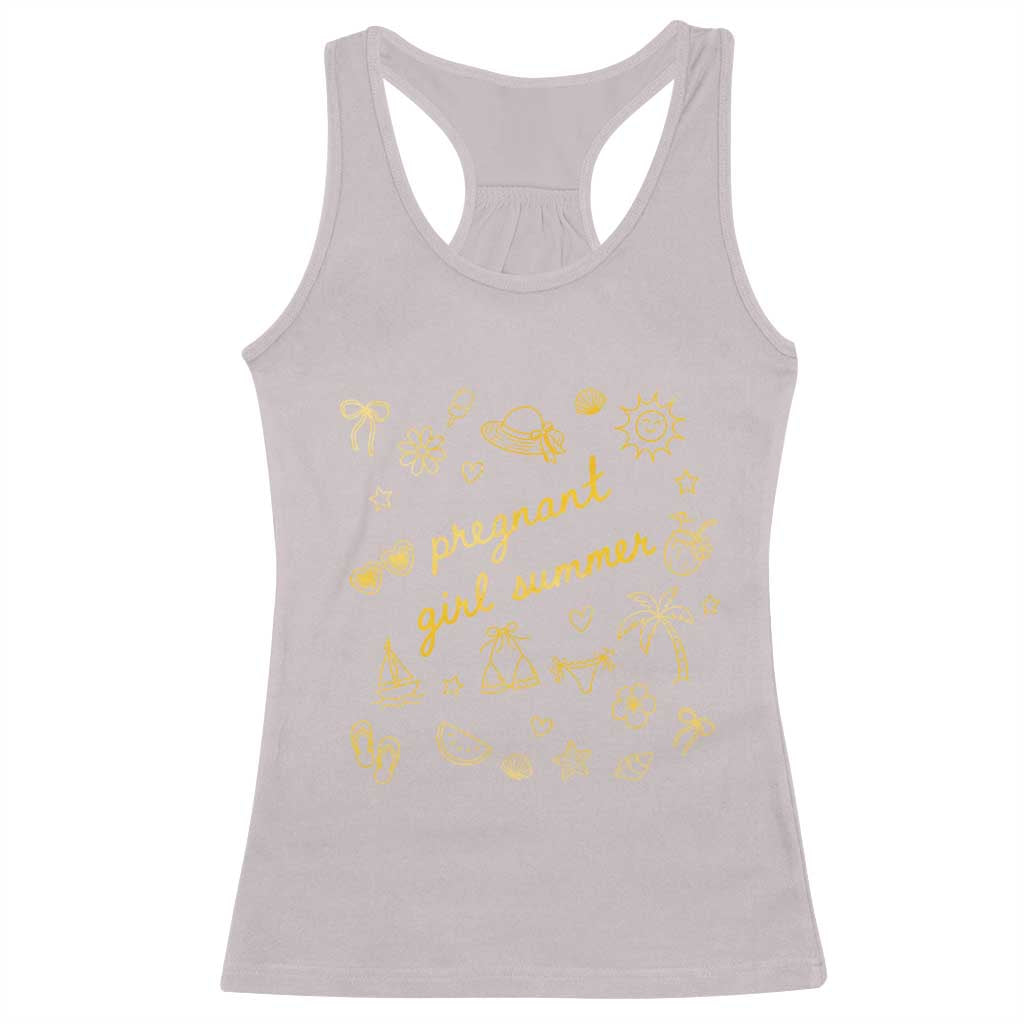 Pregnant Girl Summer Racerback Tank Top Cute Beach Summer Pregnancy Announcement Baby Shower