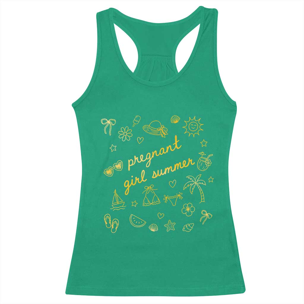 Pregnant Girl Summer Racerback Tank Top Cute Beach Summer Pregnancy Announcement Baby Shower