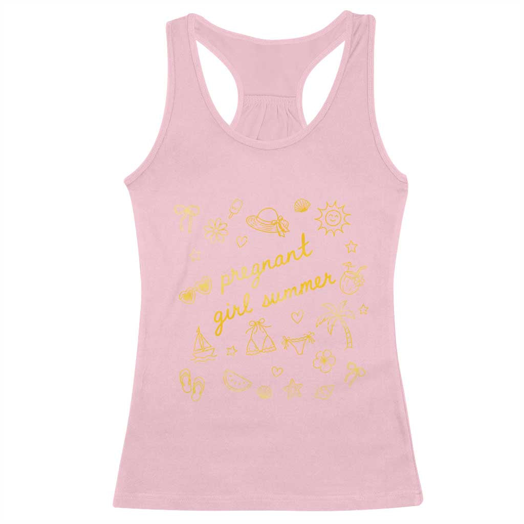 Pregnant Girl Summer Racerback Tank Top Cute Beach Summer Pregnancy Announcement Baby Shower