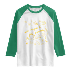 Pregnant Girl Summer Raglan Shirt Cute Beach Summer Pregnancy Announcement Baby Shower