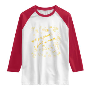 Pregnant Girl Summer Raglan Shirt Cute Beach Summer Pregnancy Announcement Baby Shower