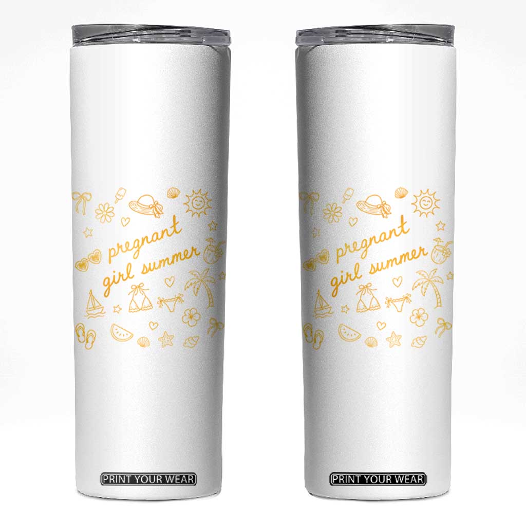 Pregnant Girl Summer Skinny Tumbler Cute Beach Summer Pregnancy Announcement Baby Shower