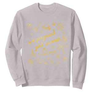 Pregnant Girl Summer Sweatshirt Cute Beach Summer Pregnancy Announcement Baby Shower TS10 Ice Gray Print Your Wear