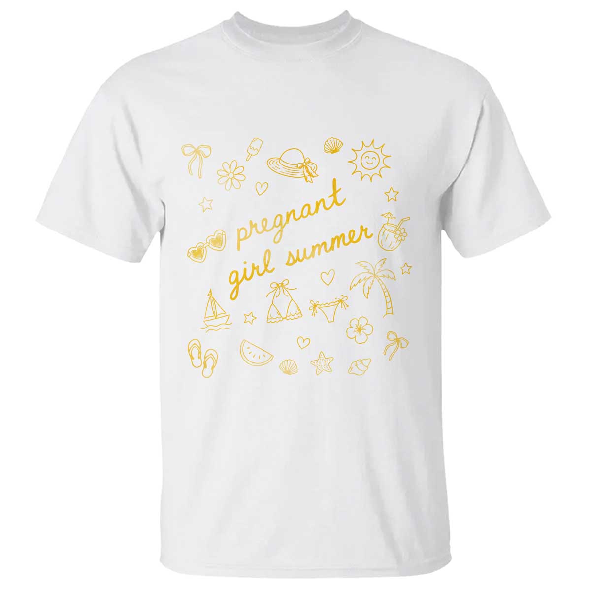 Pregnant Girl Summer T Shirt Cute Beach Summer Pregnancy Announcement Baby Shower