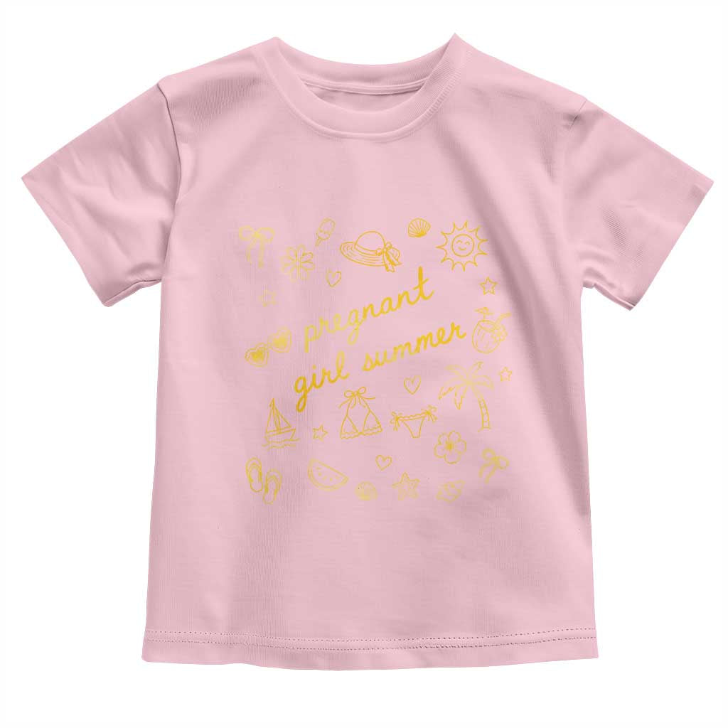 Pregnant Girl Summer Toddler T Shirt Cute Beach Summer Pregnancy Announcement Baby Shower