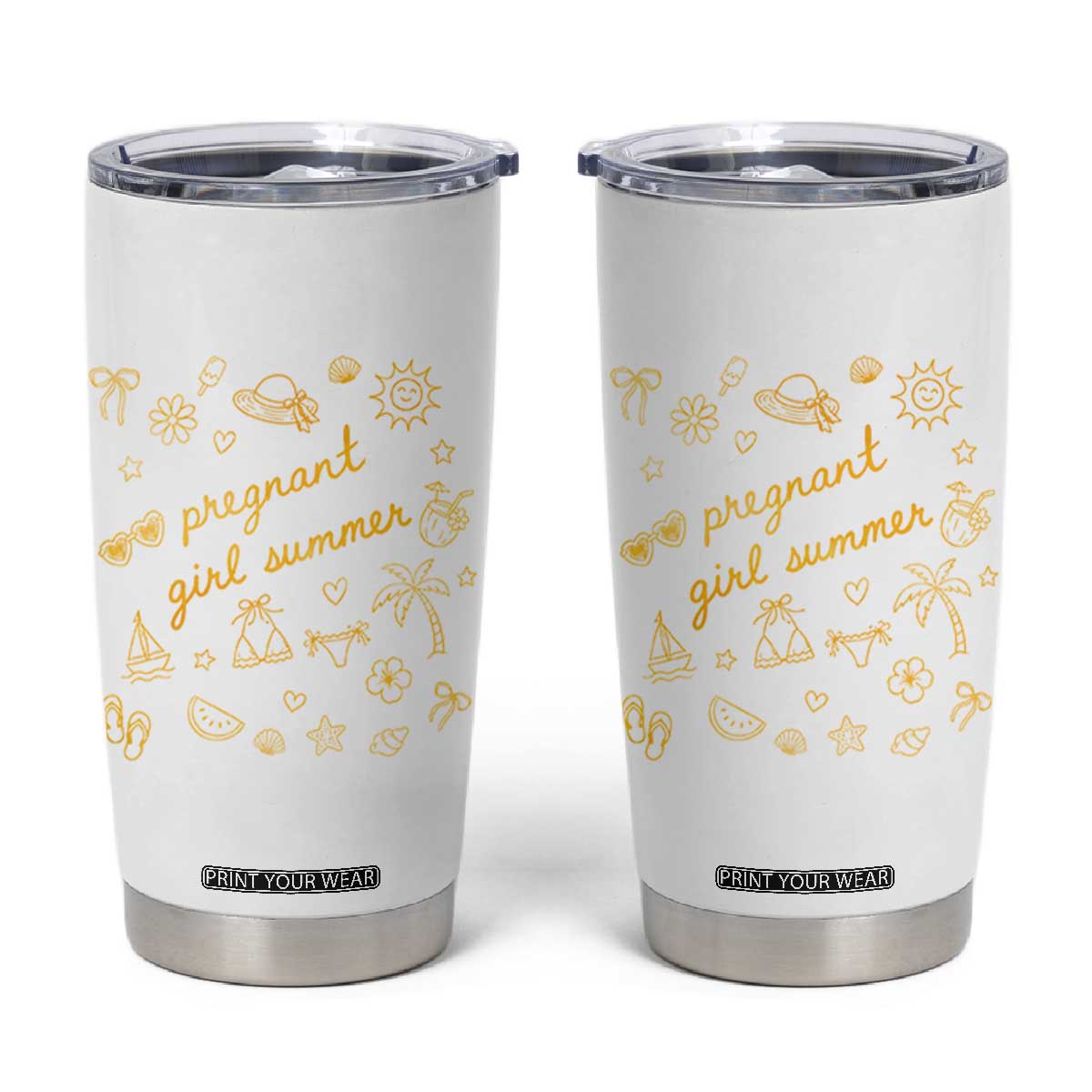 Pregnant Girl Summer Tumbler Cup Cute Beach Summer Pregnancy Announcement Baby Shower