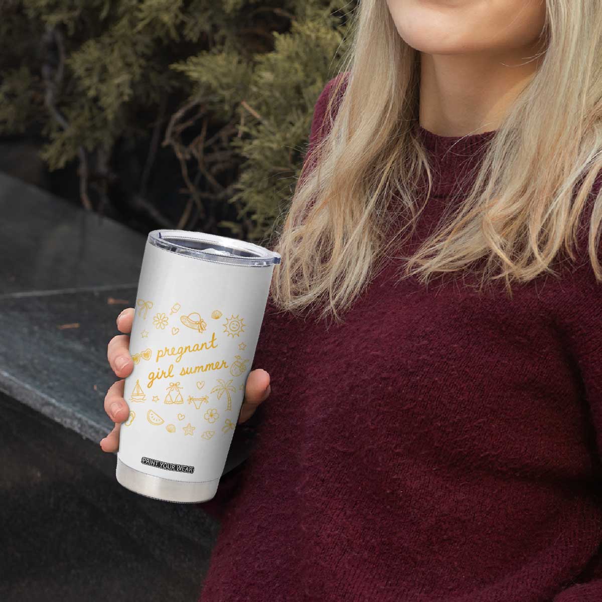 Pregnant Girl Summer Tumbler Cup Cute Beach Summer Pregnancy Announcement Baby Shower