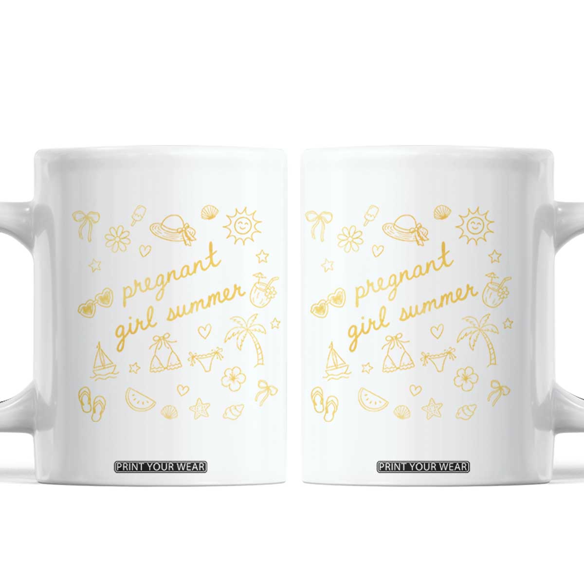 Pregnant Girl Summer Coffee Mug Cute Beach Summer Pregnancy Announcement Baby Shower