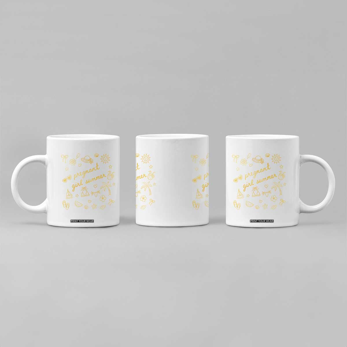 Pregnant Girl Summer Coffee Mug Cute Beach Summer Pregnancy Announcement Baby Shower