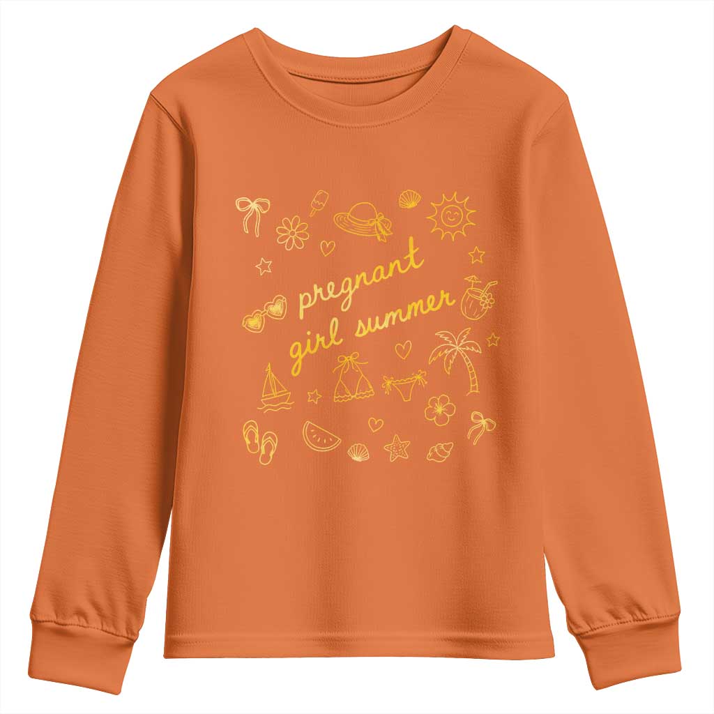 Pregnant Girl Summer Youth Sweatshirt Cute Beach Summer Pregnancy Announcement Baby Shower