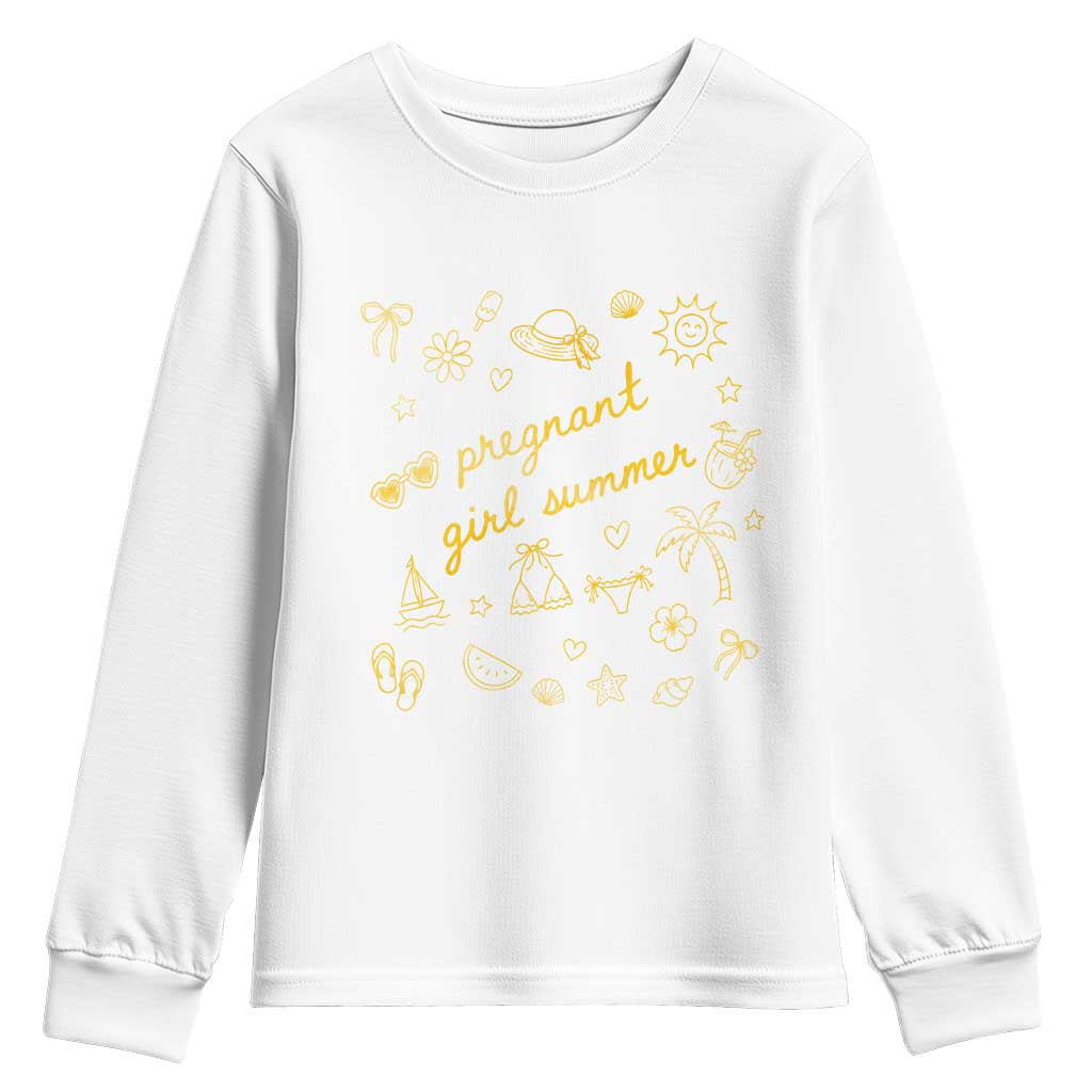 Pregnant Girl Summer Youth Sweatshirt Cute Beach Summer Pregnancy Announcement Baby Shower