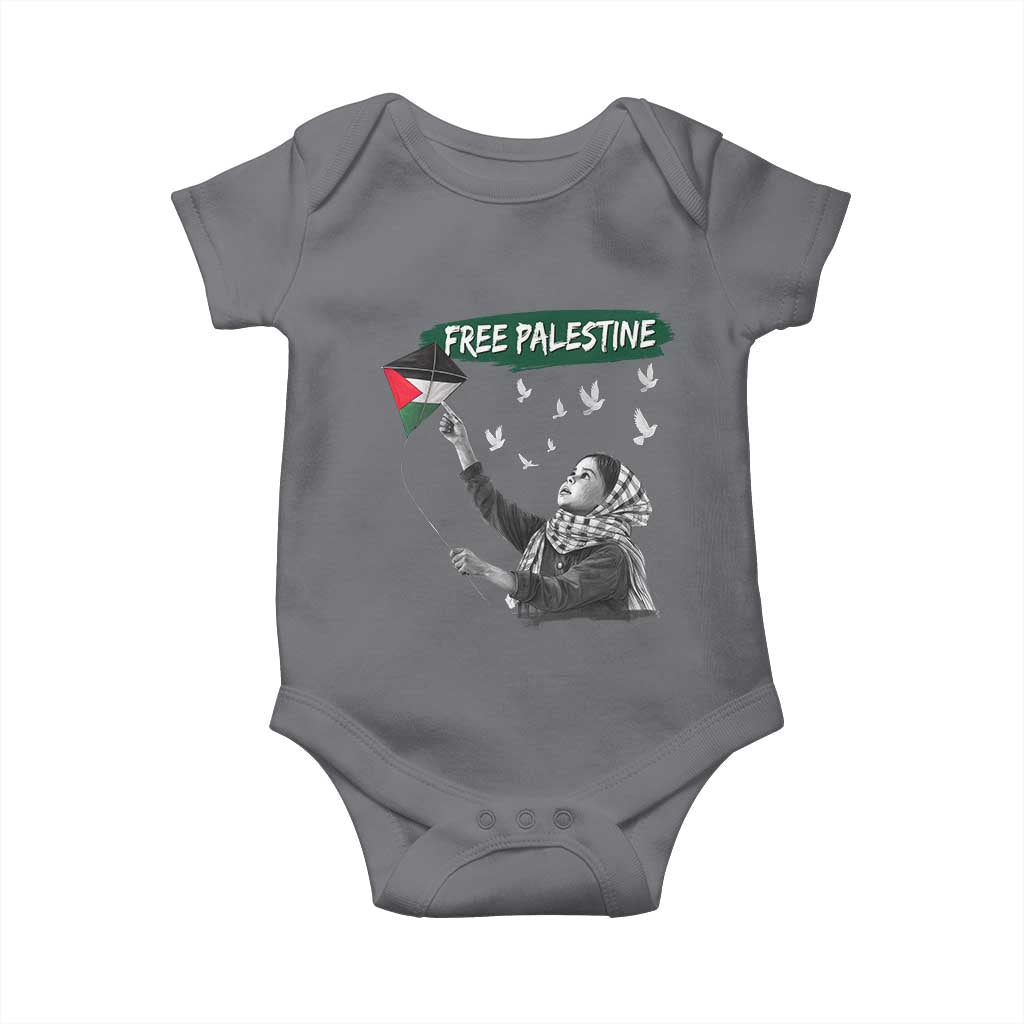 Free Palestine Baby Onesie Gaza Palestinian Flag TS10 Charcoal Print Your Wear