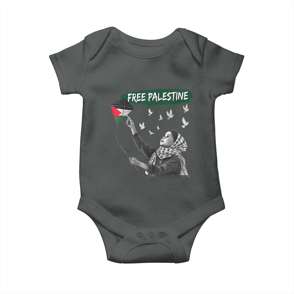 Free Palestine Baby Onesie Gaza Palestinian Flag TS10 Dark Heather Print Your Wear
