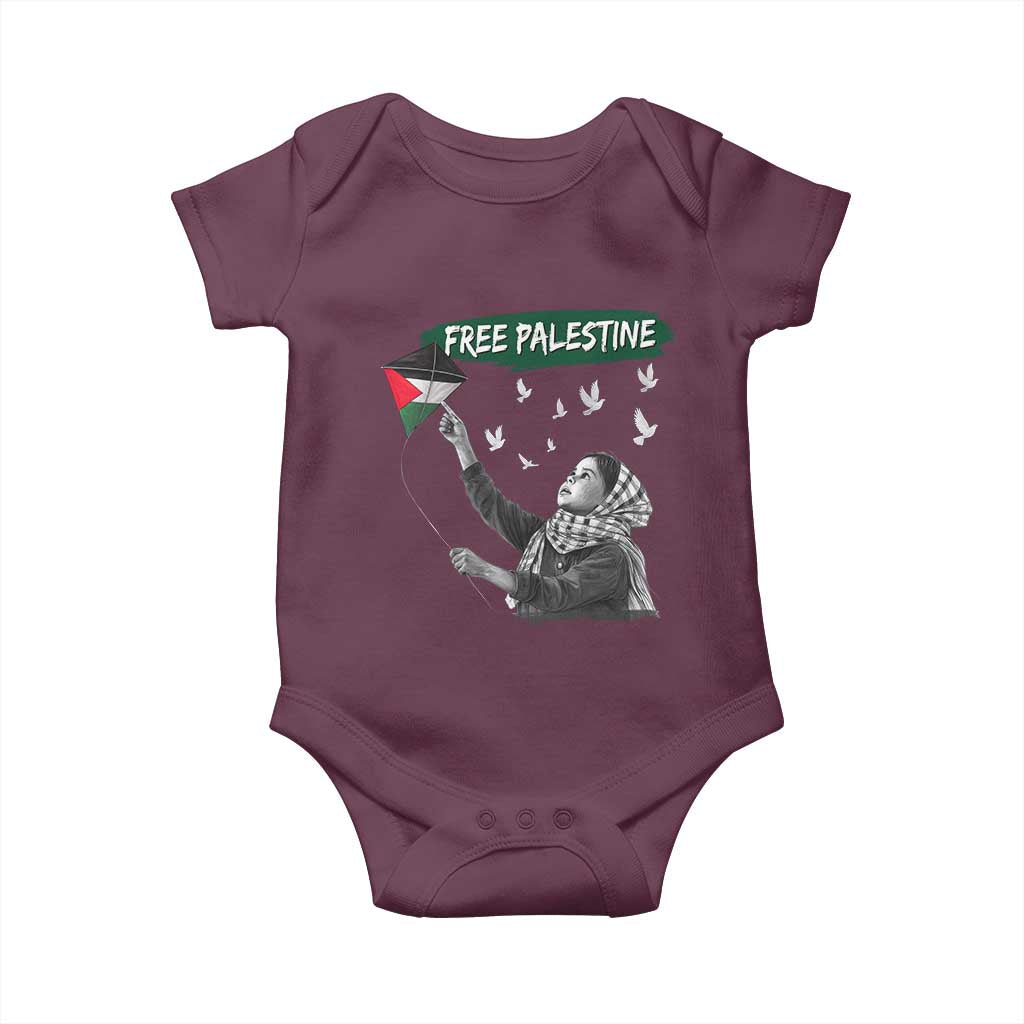 Free Palestine Baby Onesie Gaza Palestinian Flag TS10 Maroon Print Your Wear