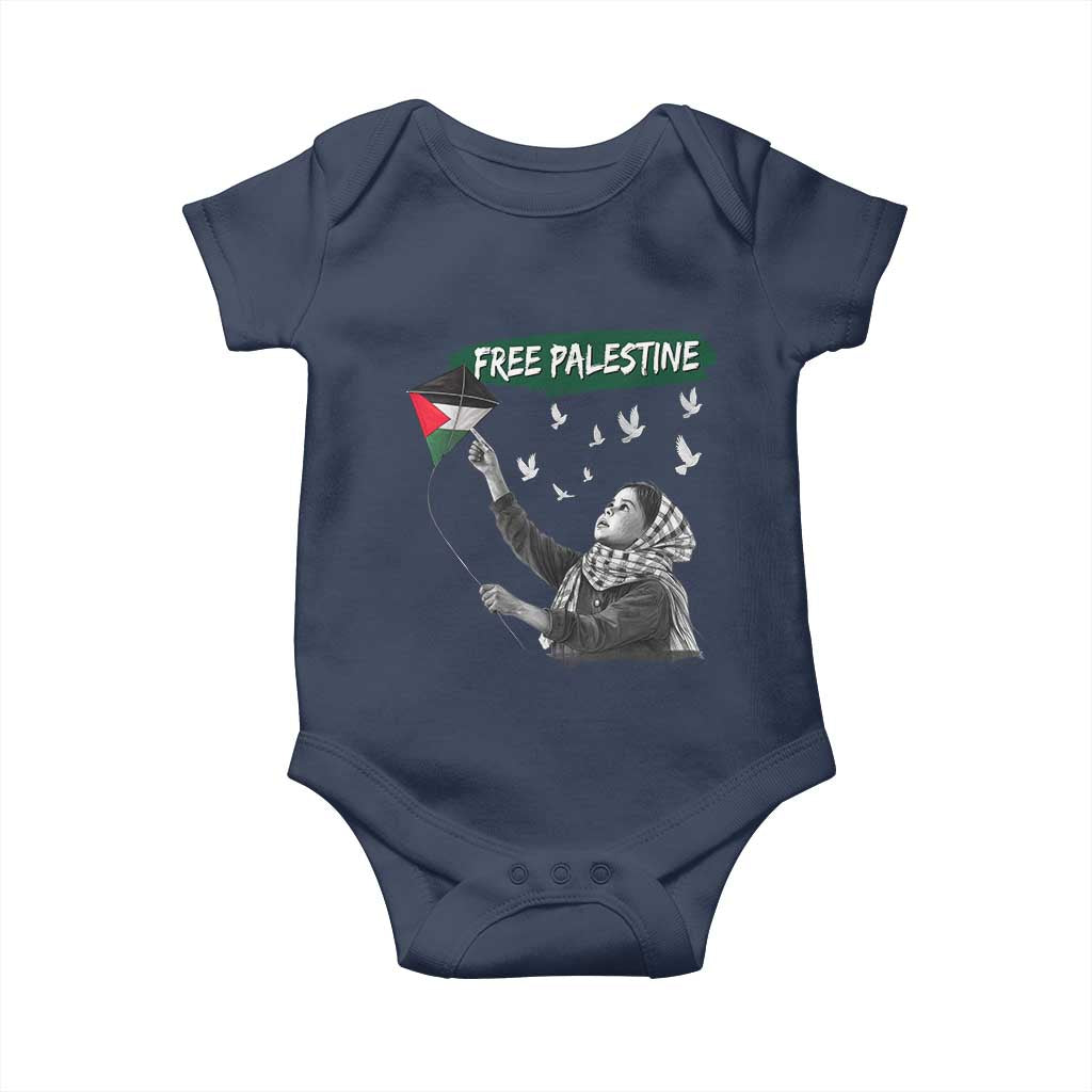 Free Palestine Baby Onesie Gaza Palestinian Flag TS10 Navy Print Your Wear