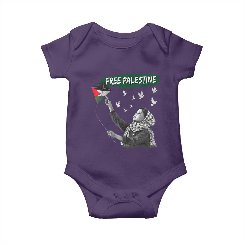 Free Palestine Baby Onesie Gaza Palestinian Flag TS10 Purple Print Your Wear
