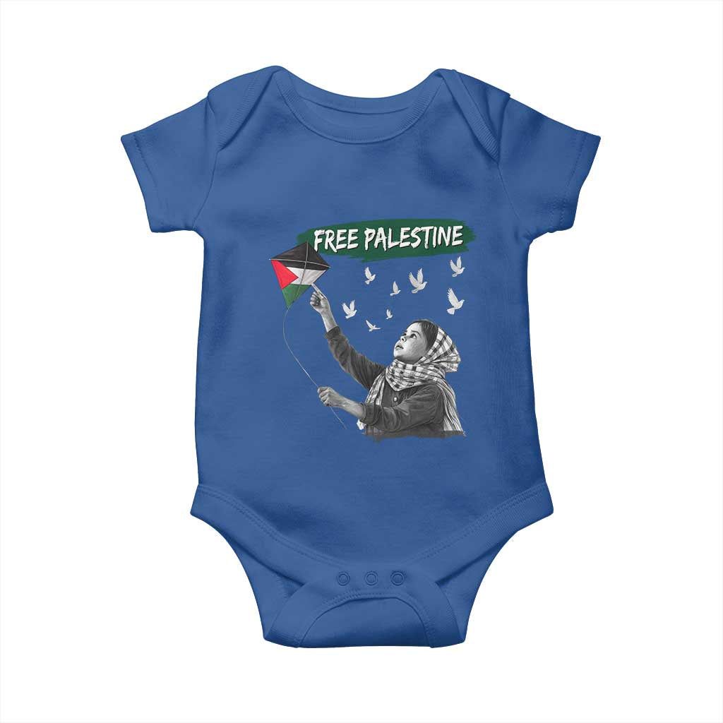Free Palestine Baby Onesie Gaza Palestinian Flag TS10 Royal Blue Print Your Wear
